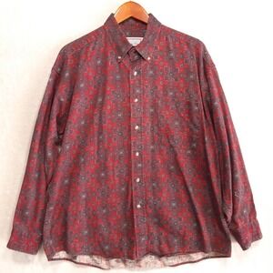 Madison Avenue Mens Long Sleeve Button Shirt Sz.L/Red Geometric Print/Vintage